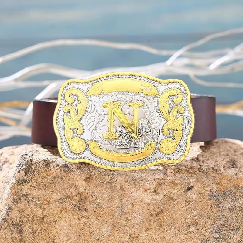 WMG Western Belt Buckle Initial Letters ABCDMRJ to Z Cowboy Belt Buckle, Rodeo Buckles for Men & Women Fits Up to 2 Inch Belts - Image 5